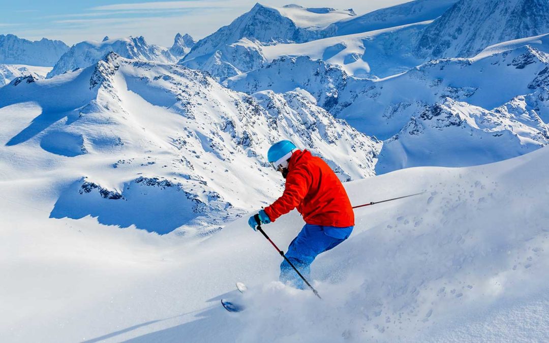 skier au pied du mont blanc