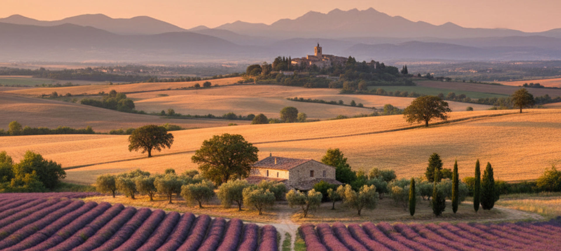 paysage provencal avec champ de lavande